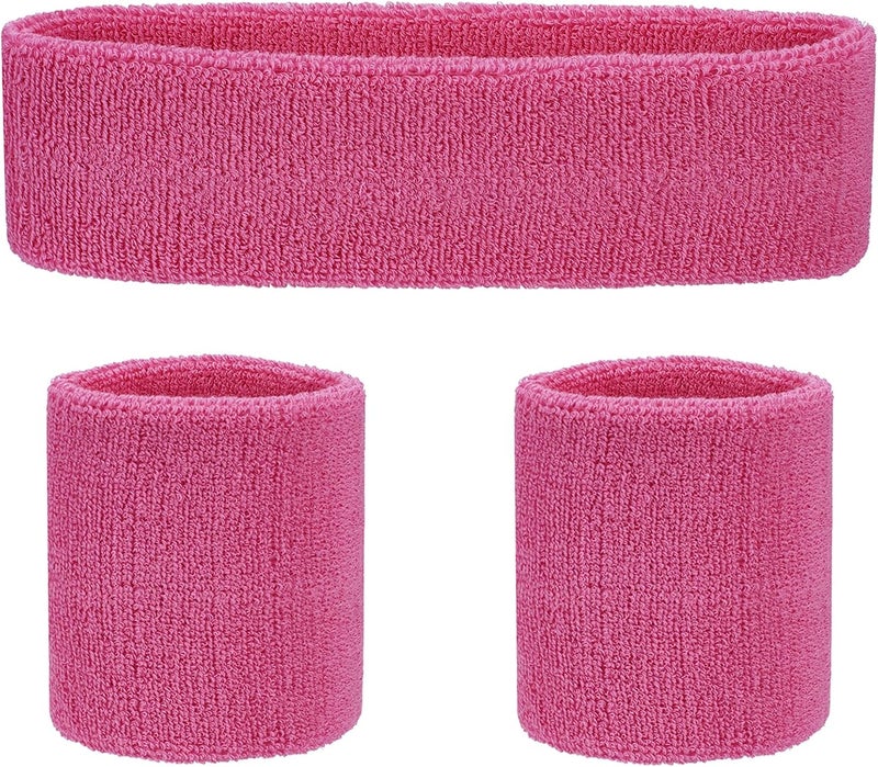 FACATH Sweatbands Headband and Wrist Set, Cotton Sweat Band for Athletic Men and Women, Sweatbands Sports Headbands for Working Out, Running, Basketball, Tennis, Yoga - Image 1
